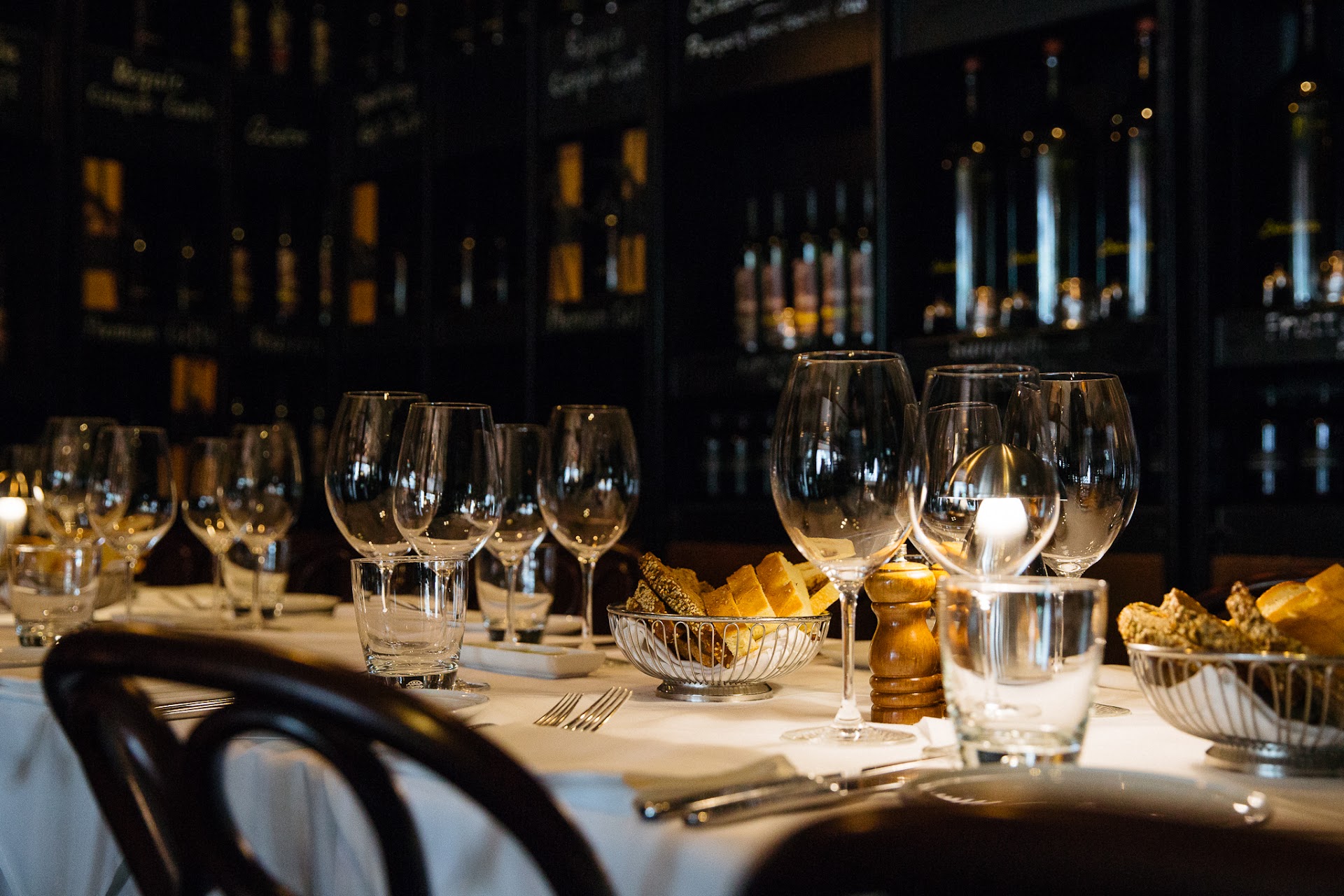 Candlelit dining room at The Restaurant Pendolino