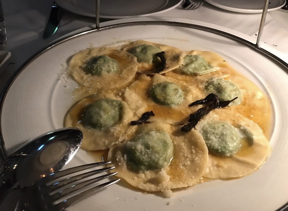 Ravioli served at The Restaurant Pendolino